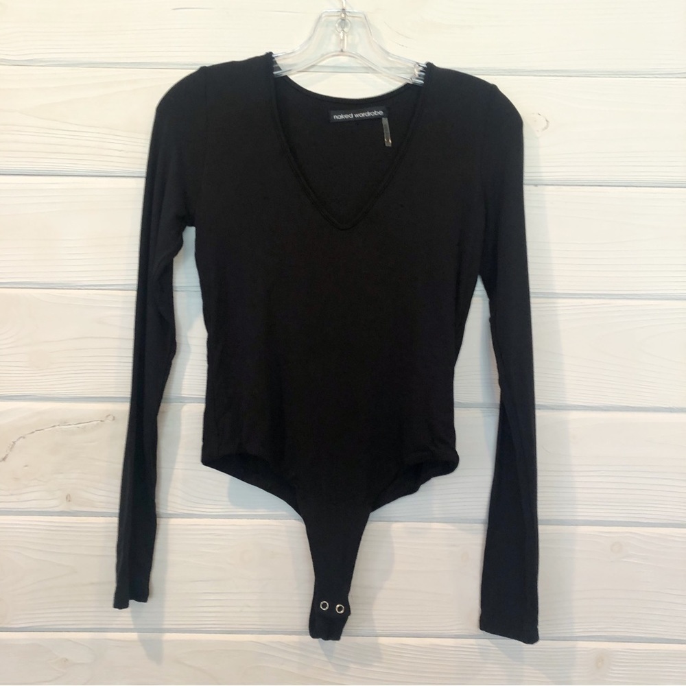 Naked Wardrobe V neck Long Sleeve Bodysuit